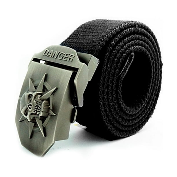 Custom Made Skull with Flag Canvas Web Belt and Buckle Custom Made Skull with Flag Canvas Web Belt and Buckle